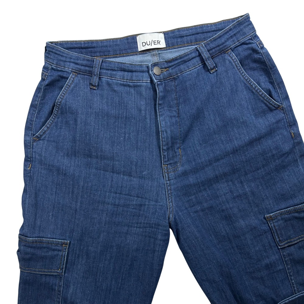 DUER Wide Leg Cargo Jeans Womens 31 Blue Pimlico Performance Baggy Stretch